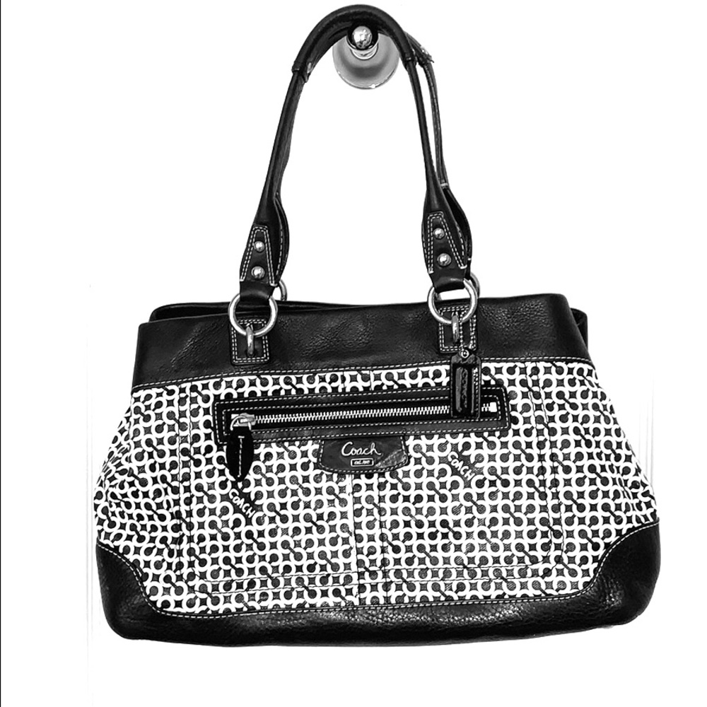 Coach black and white bag